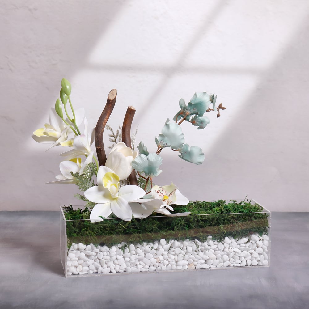 Artificial White Cymbidium With Acrylic - Image 1