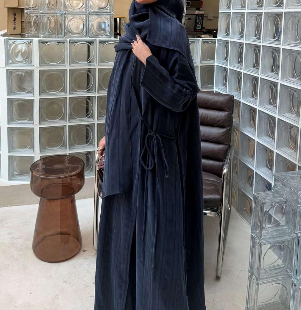 عباية صيفية حرير مغسول مقلم - صورة 6