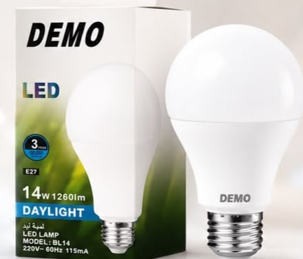 لمبه لمبة  ليد DEMO 14W اضاءة 6200K اضاءة لون ابيض   داخلي قلويز - صورة 1