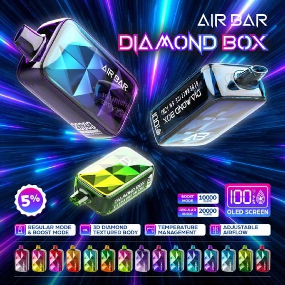 AIR BAR DIAMOND سحبة سيجارة اير بار دايموند 20000 شفطة 20 نيكوتين عدة نكهات استخدام مره واحده - صورة 1