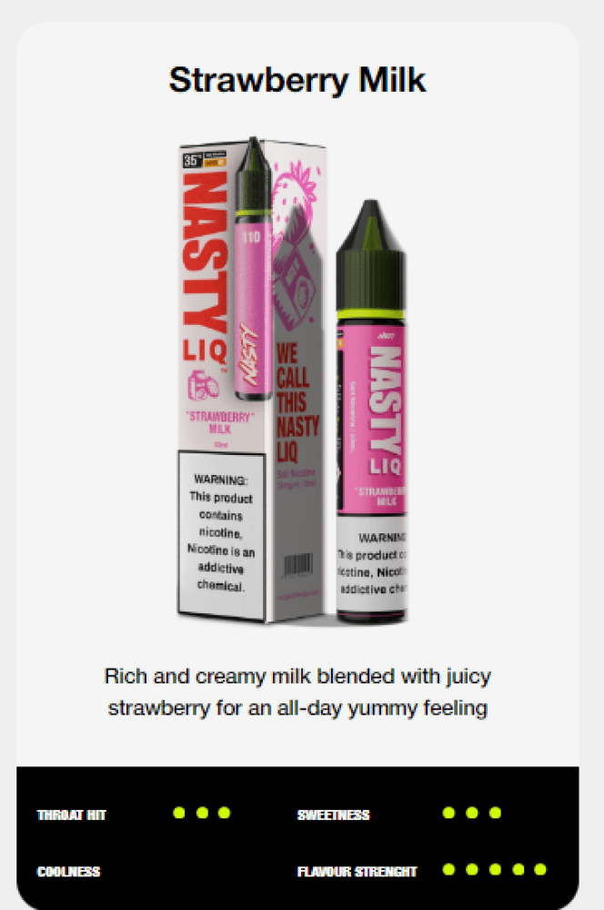 نكهة ناستي فراولة حليب Nasty Liq Strawberry Milk - Image 3