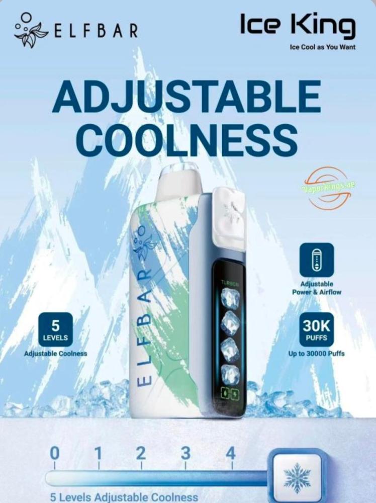ELFBAR ICE KING سحبة سيجارة الفبار 30000 شفطة 50 نيكوتين عدة نكهات استخدام مره واحده - صورة 2