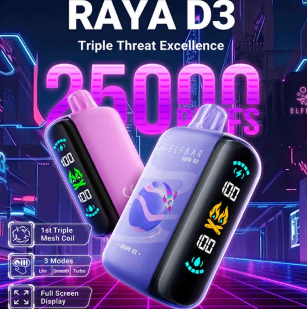 سحبة الف بار 25000 موشة Elf Bar Raya D3 25000 - صورة 1