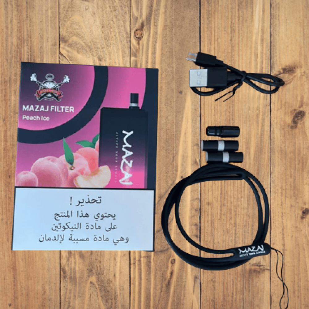 سحبة مزاج 6500 موشة خوخ ايس Mazaj Filter 6500 Puff Peach ICE - Image 1