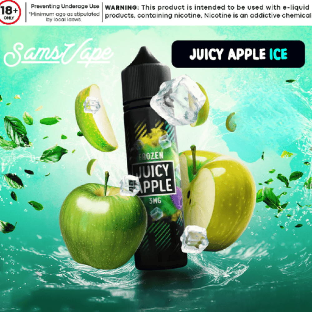 نكهة جوسي تفاح ايس من سامز فيب Juicy Apple Frozen Sams Vape - صورة 1