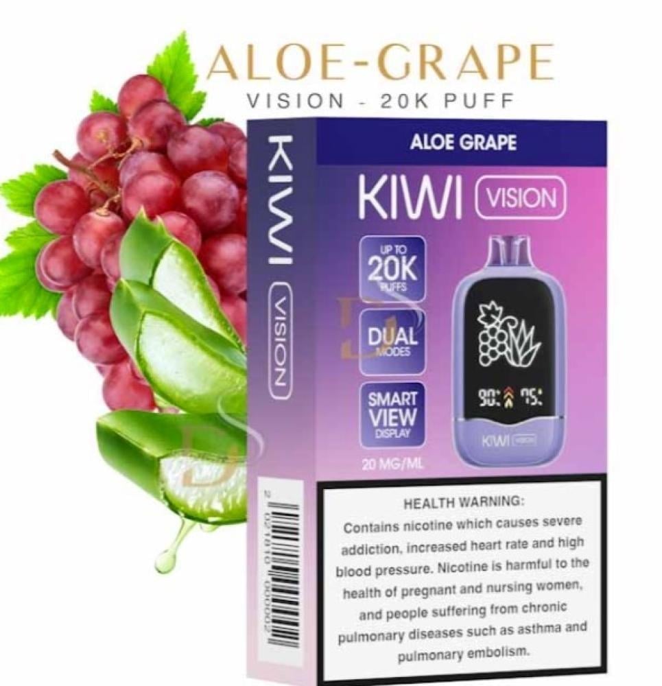 سحبة كيوي فيجن 20000 موشة بنكهة عنب صبار KIWI Vision aloe grape 20000 puffs - صورة 1