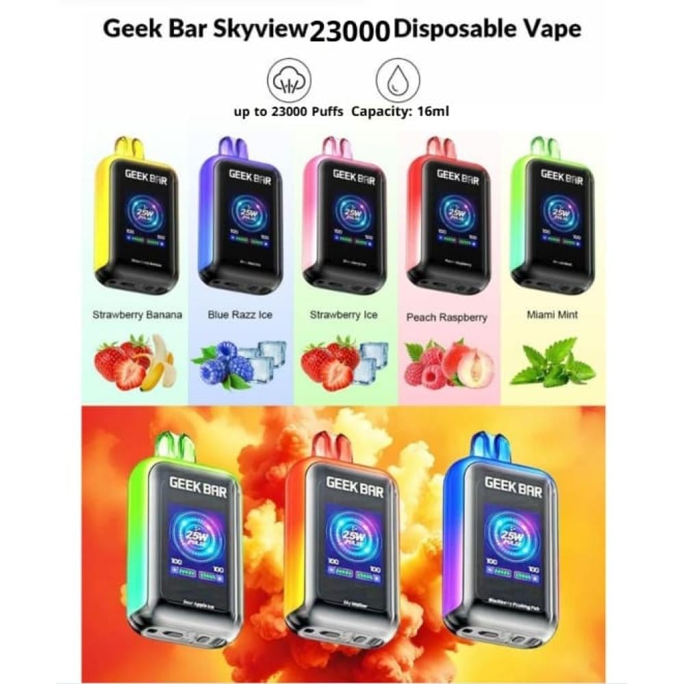 GEEK BAR سحبة سيجارة جيك بار 23000 شفطة عدة نكهات 50 نيكوتين استخدام مره واحده من جيك فيب - Image 1