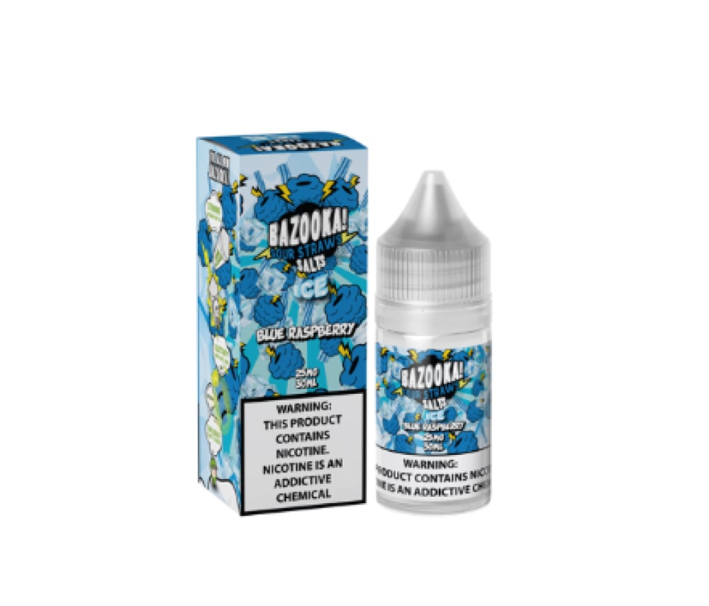 نكهة سولت بازوكا توت ازرق بارد Bazooka Blue Raspberry Ice Sour Straws - صورة 1