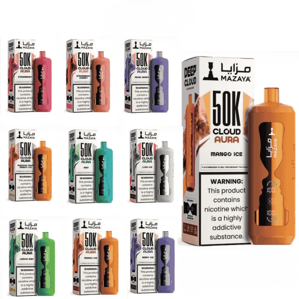 شيشة مزايا 50 الف موش 6 نيكوتين Mazaya Cloud Aura 50K Disposable Vape - صورة 1