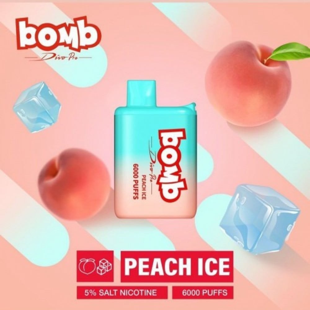سحبة بومب 6000 بوف نكهة خوخ بارد BOMB 6000 PUFF Peach ICE - Image 1