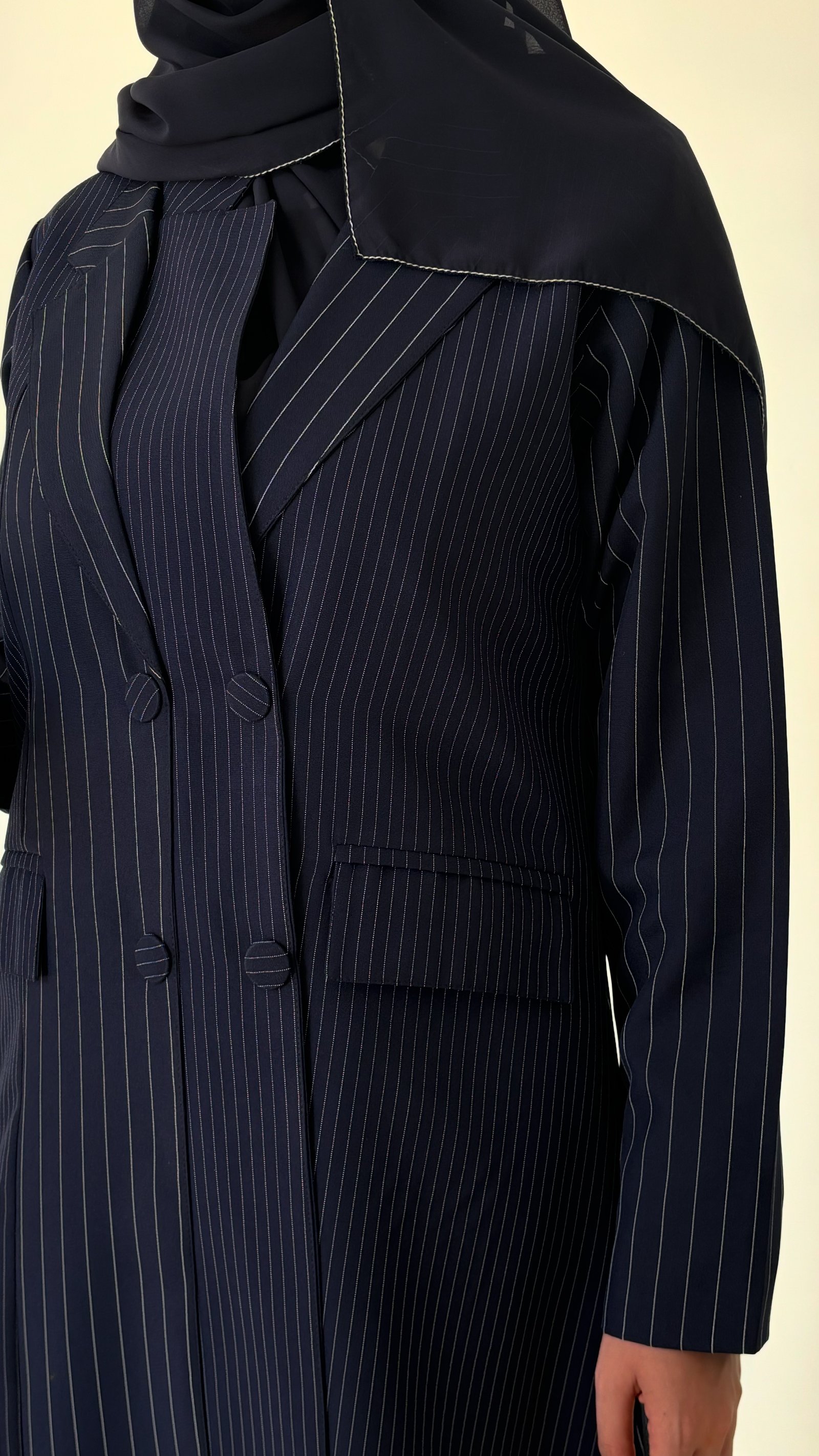 Crepe Abaya with Layered Fabric Details - Image 4