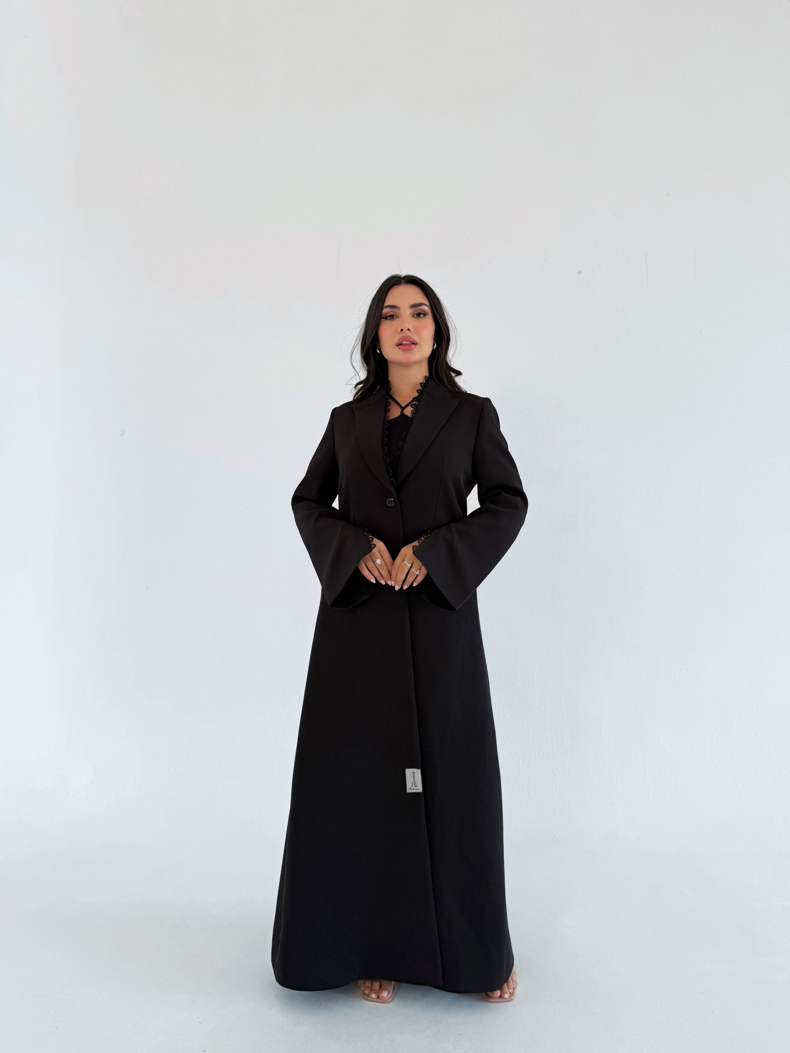 Black Formal Crepe Abaya with Premium Lace - Image 3