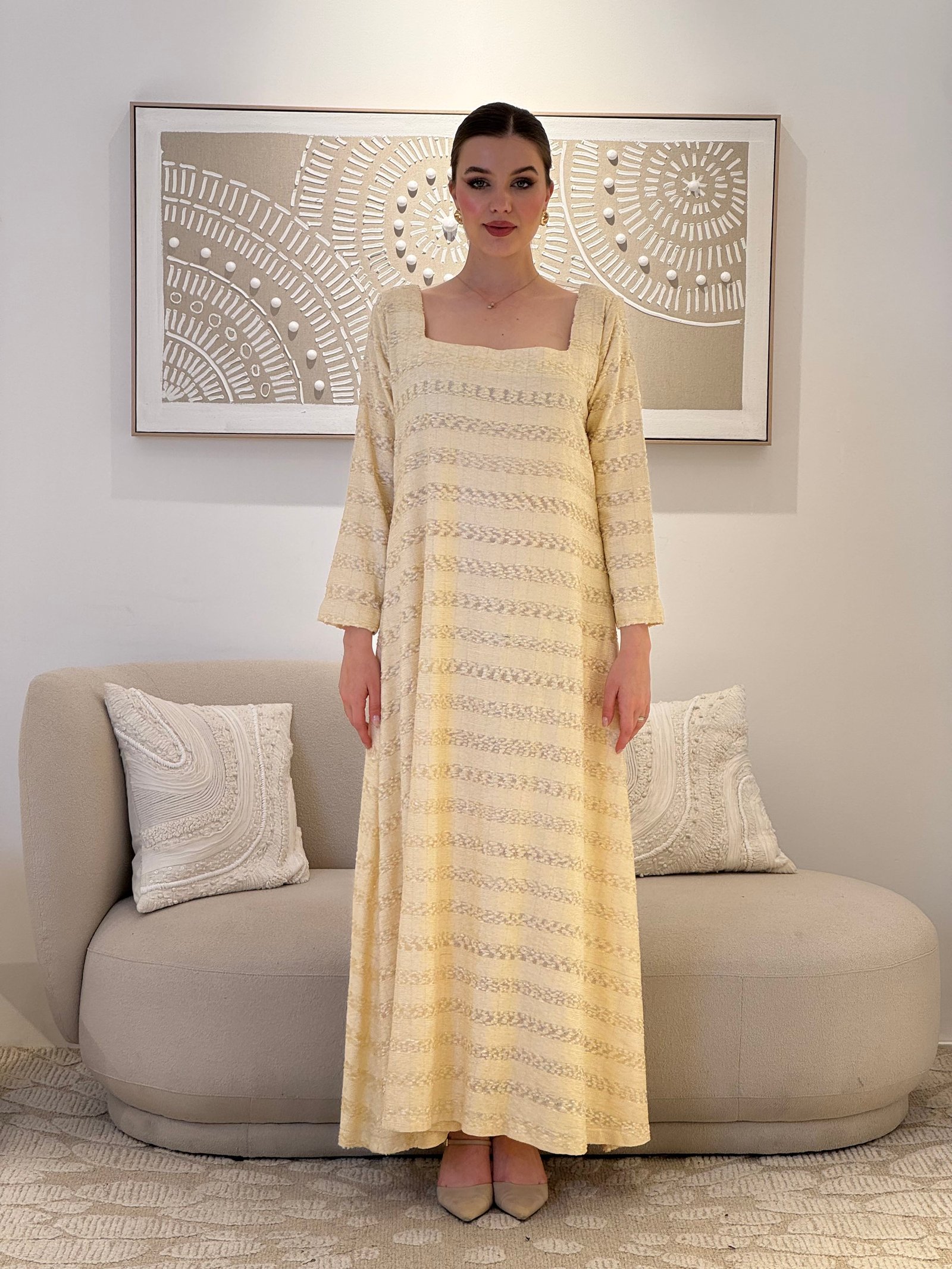 قفطان آيفوري كريمي | Ivory Soft Cream Kaftan - صورة 3