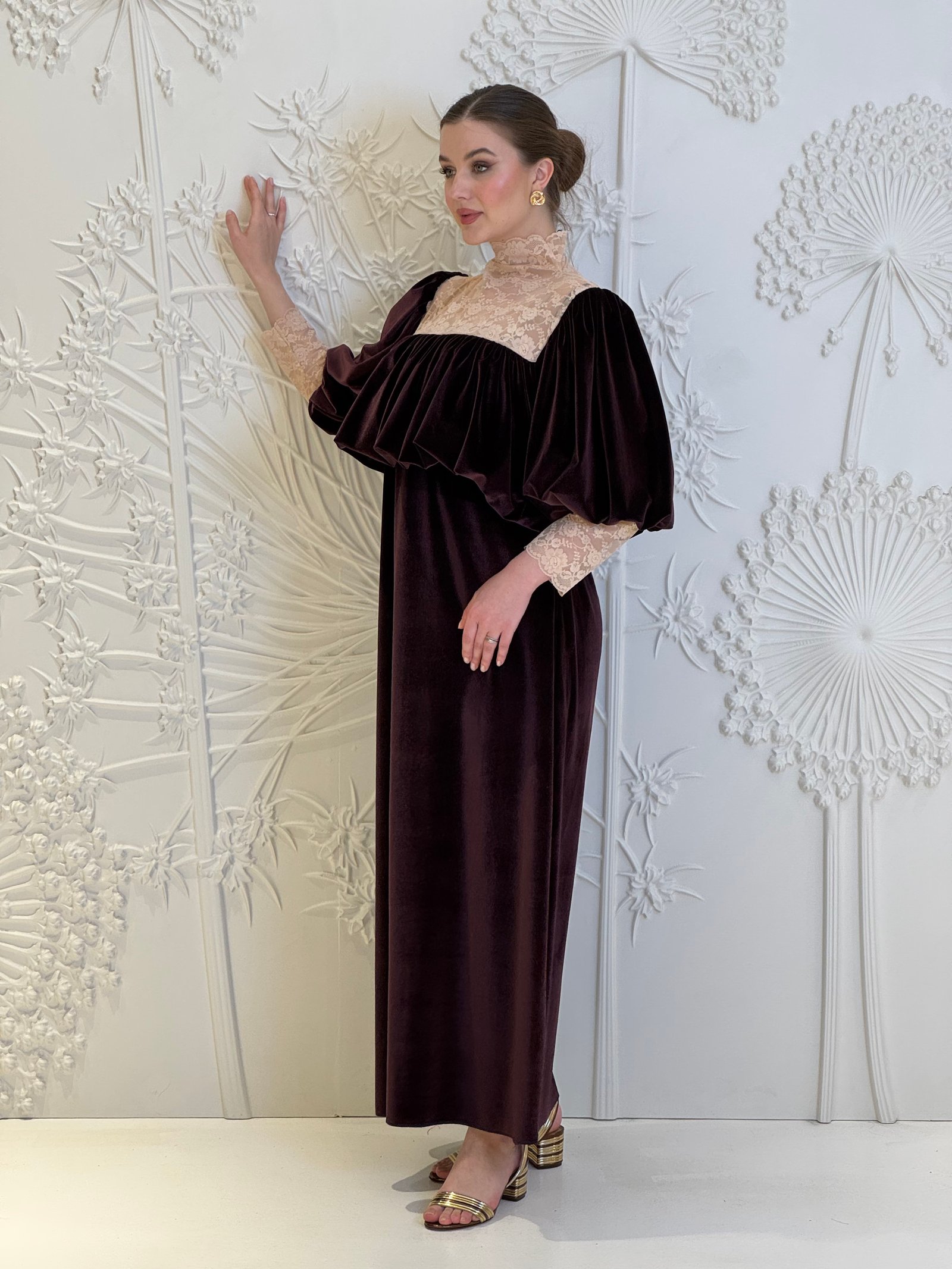 Rich Chocolate Velvet Kaftan - Image 1