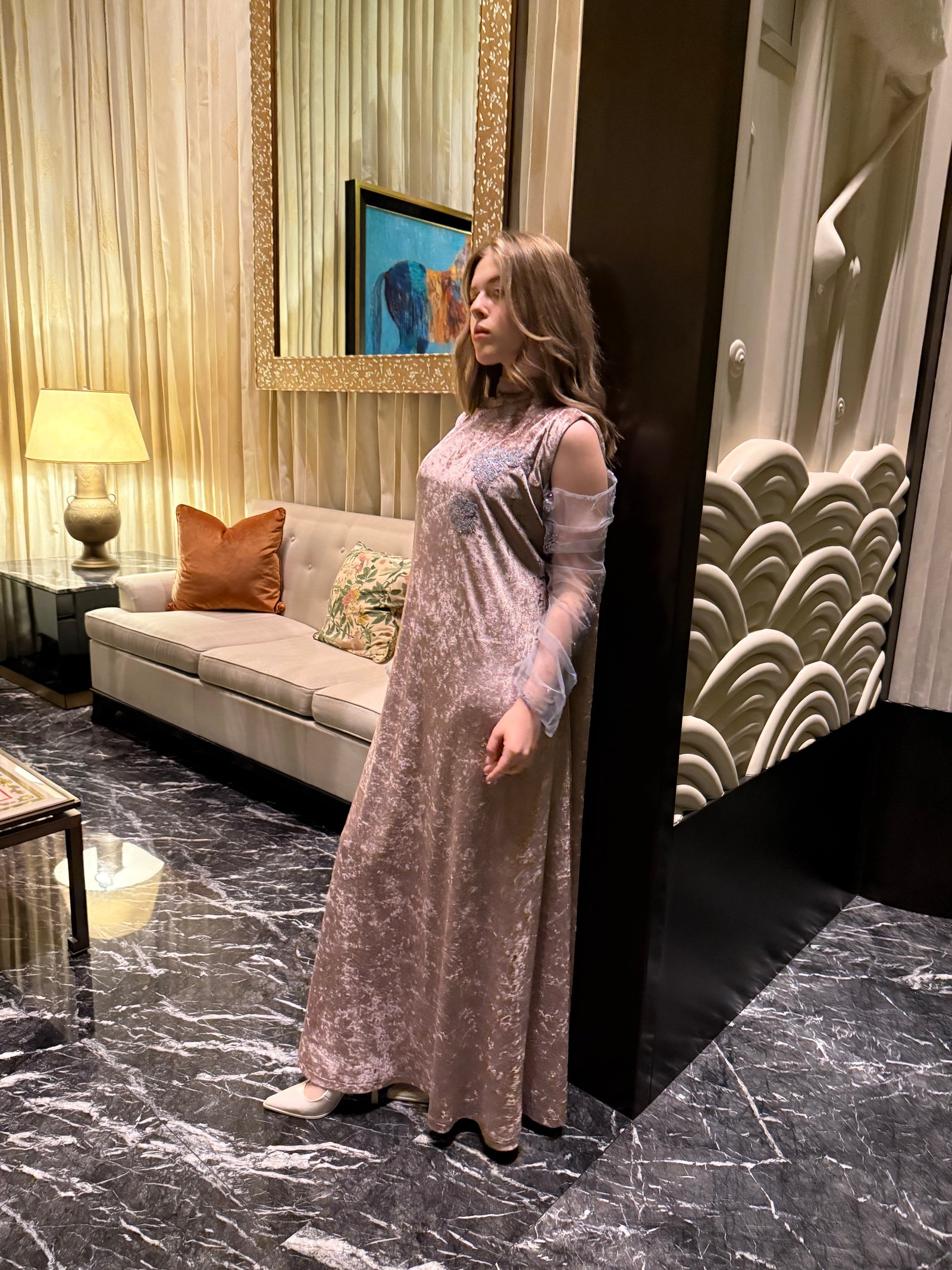Rose Quartz Velvet Dress - Image 4
