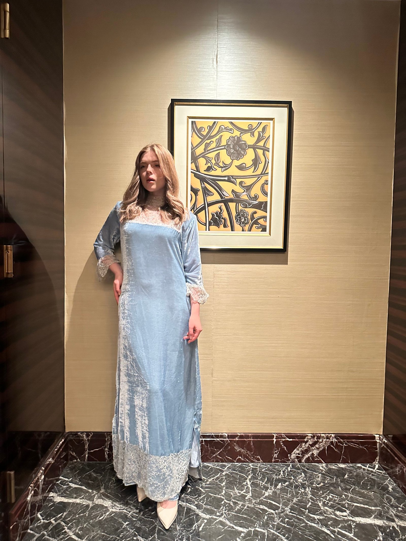 Powder Blue Lace Kaftan - Image 3