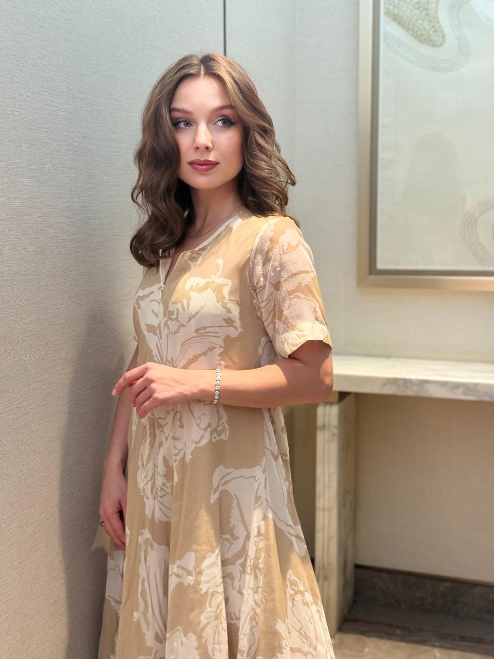 Beige Bloom Dress - Image 1