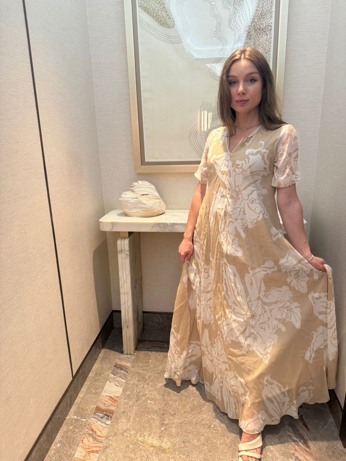 Beige Bloom Dress - Image 2