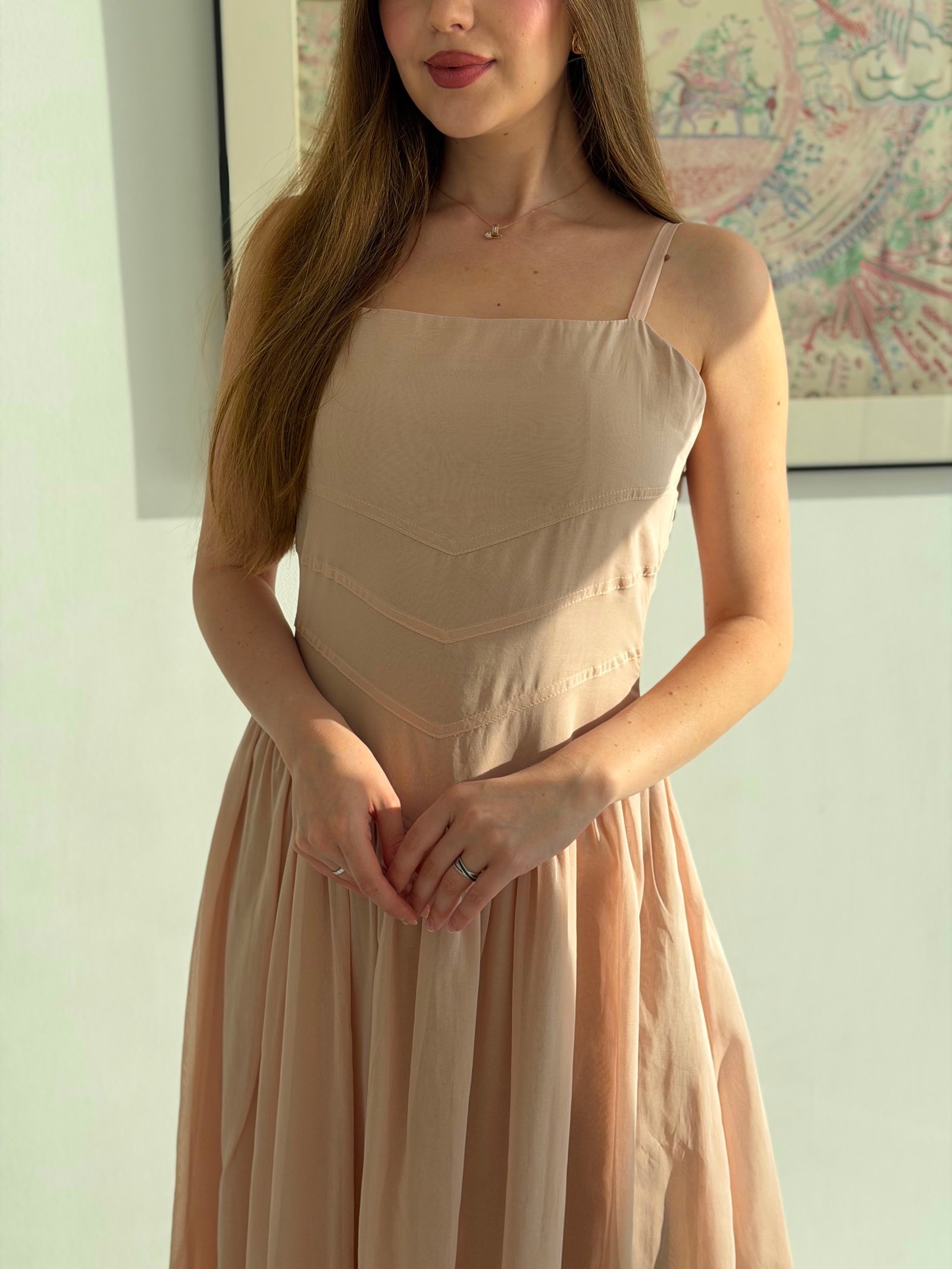 Italian Cotton Apricot Dress - Image 2