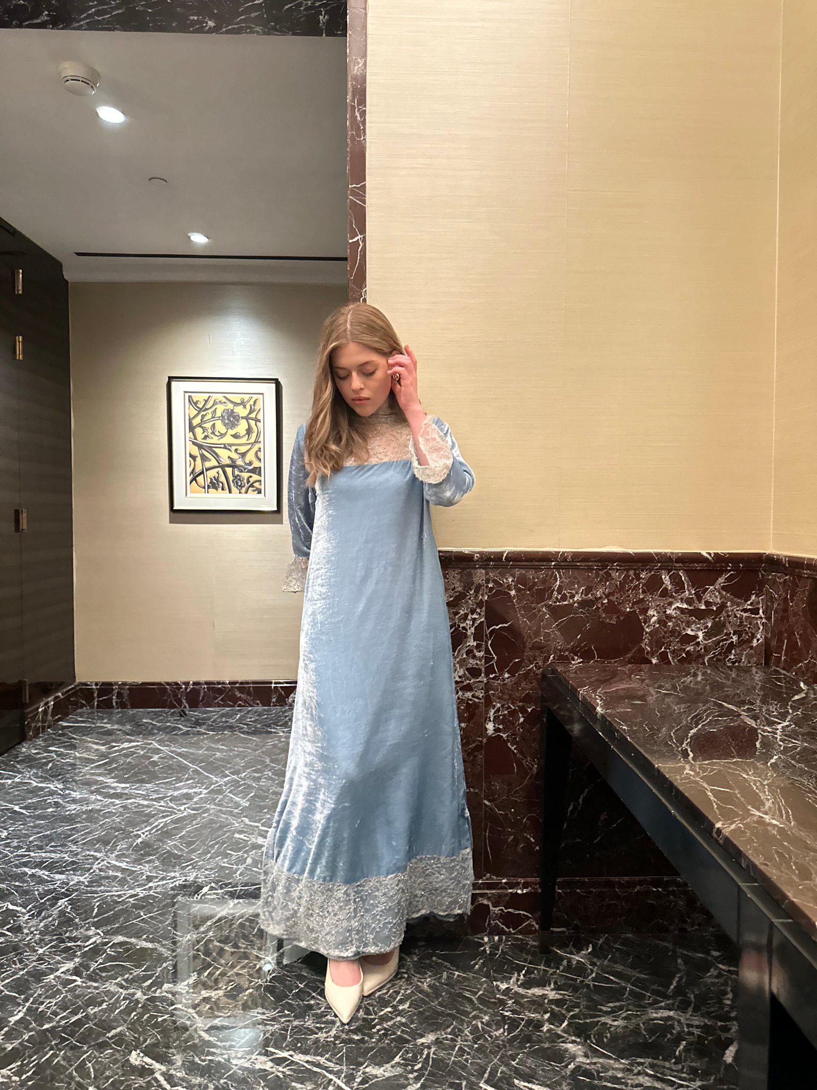 Powder Blue Lace Kaftan - Image 4