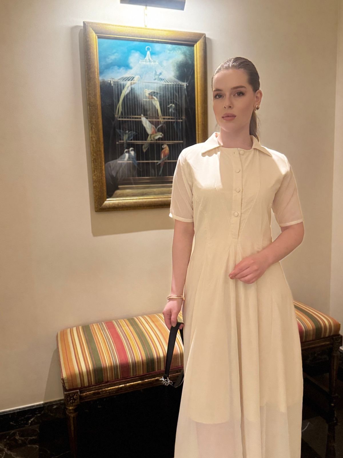 Creamy A-line Maxi Dress - Image 2