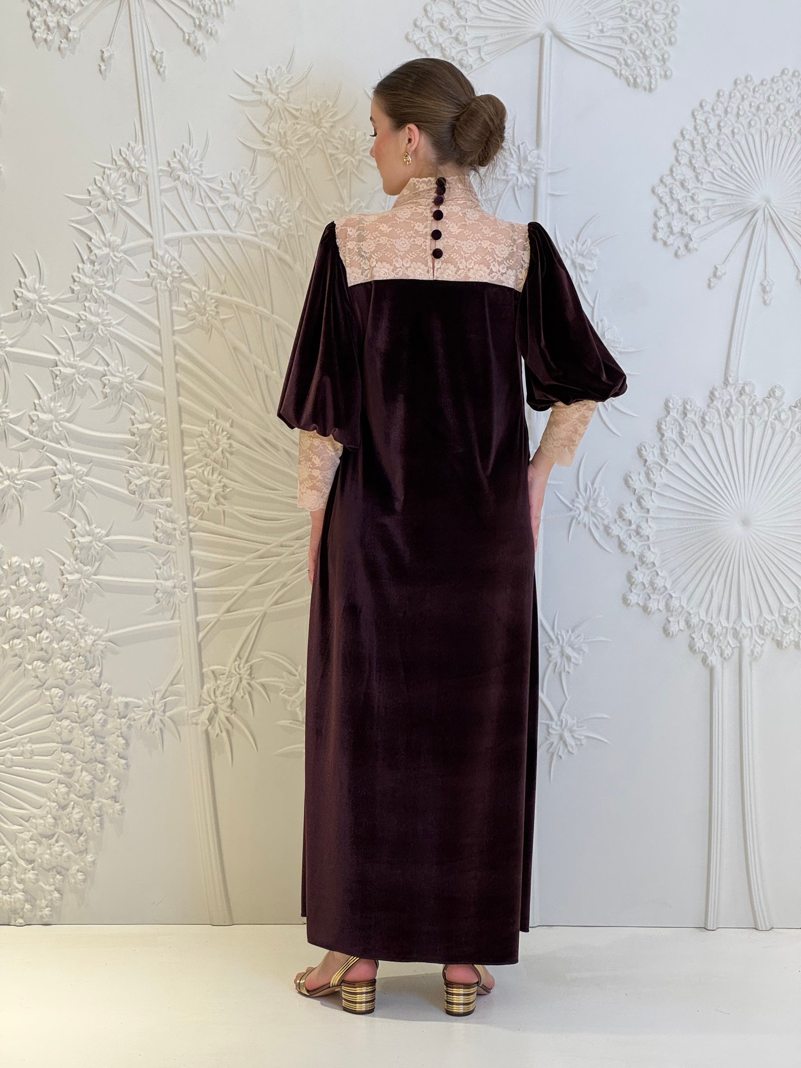 Rich Chocolate Velvet Kaftan - Image 2