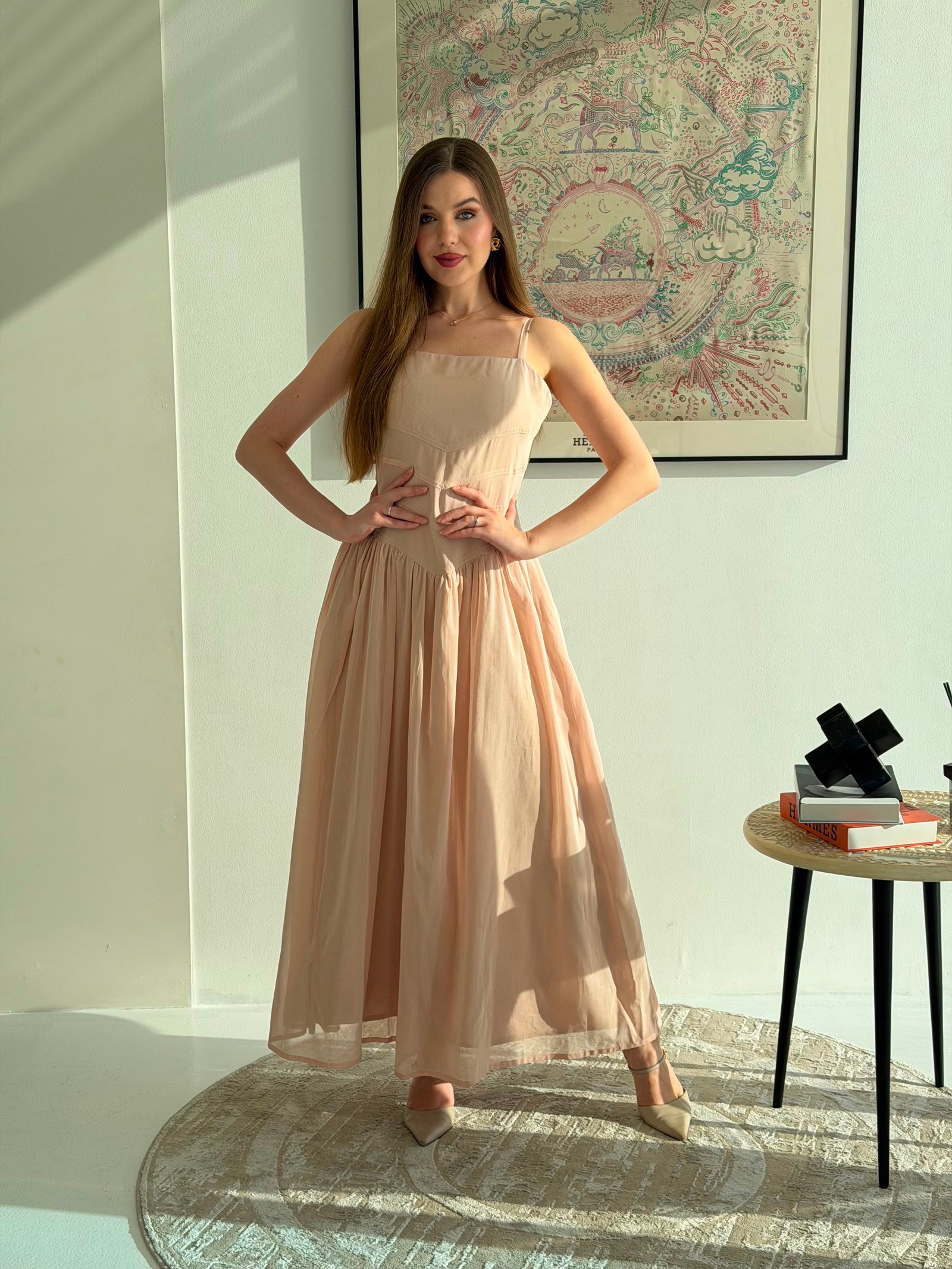 Italian Cotton Apricot Dress - Image 1