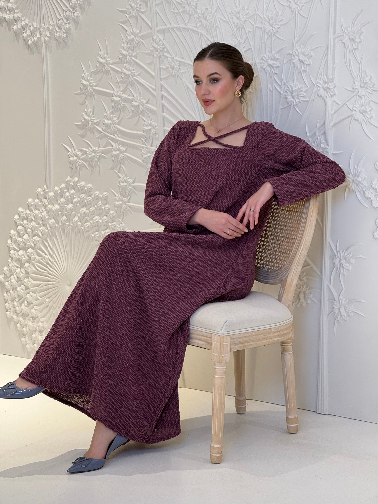 Mulberry Textured Knit Kaftan - Image 1
