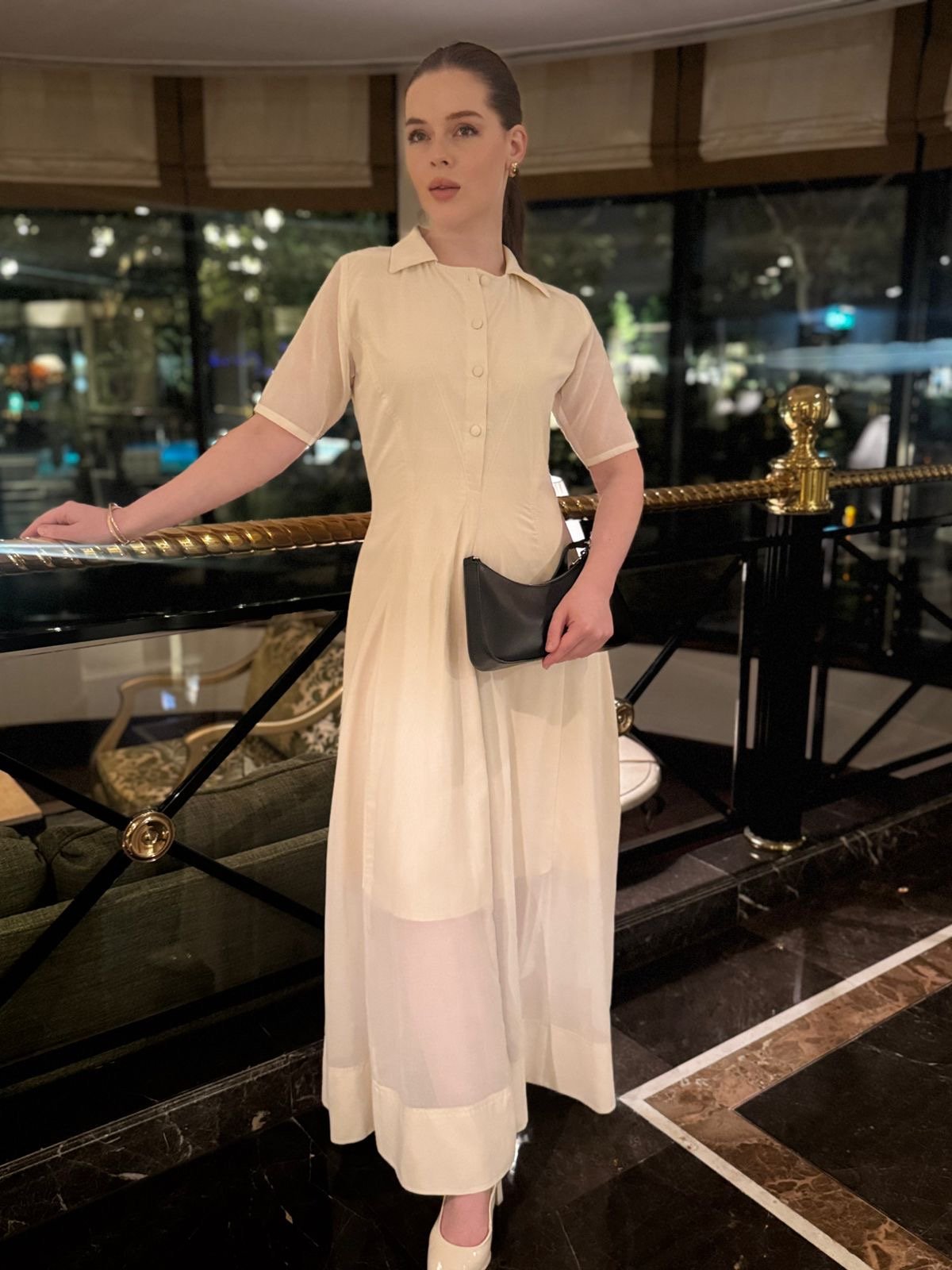Creamy A-line Maxi Dress - Image 3