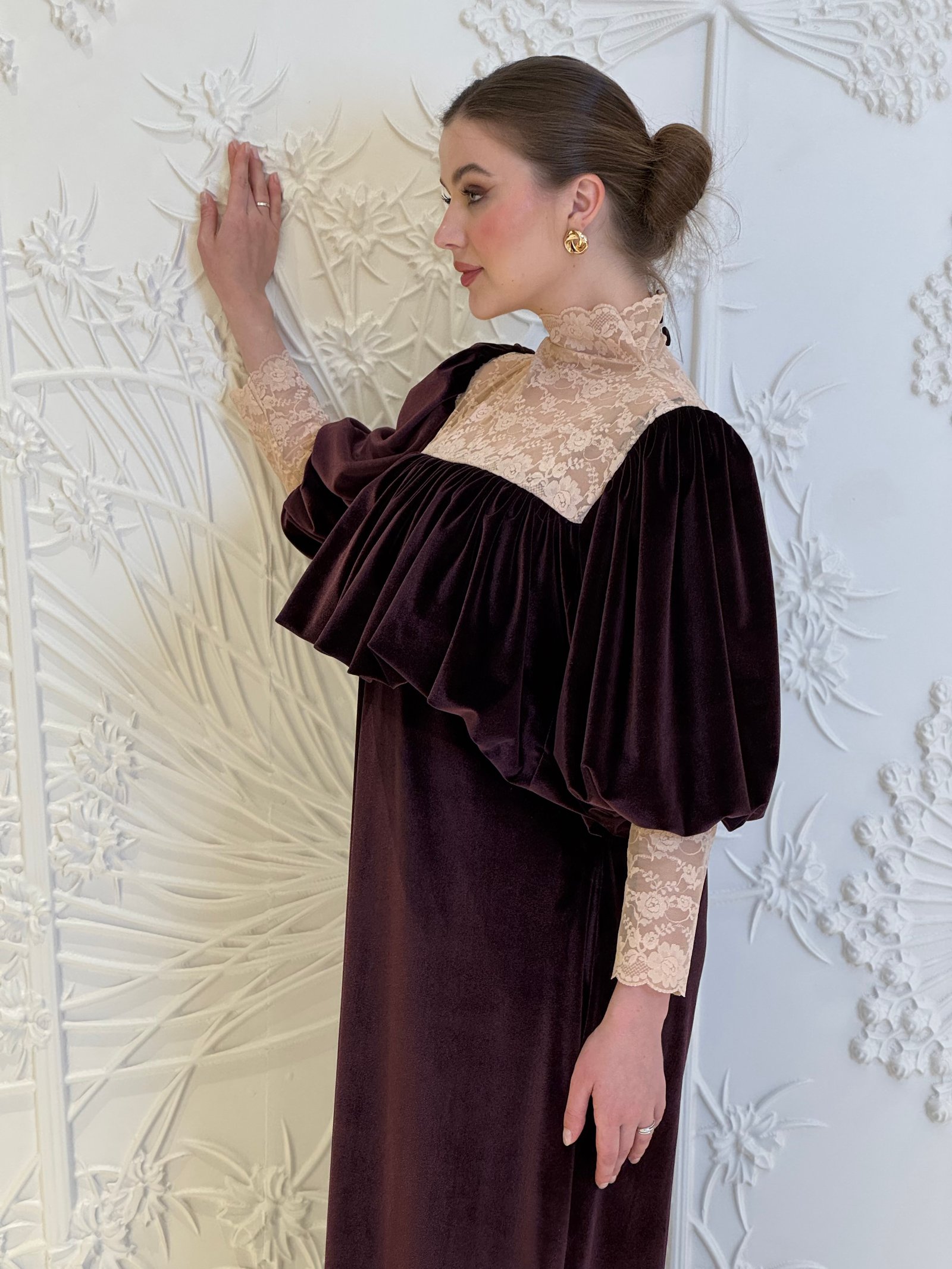 Rich Chocolate Velvet Kaftan - Image 4