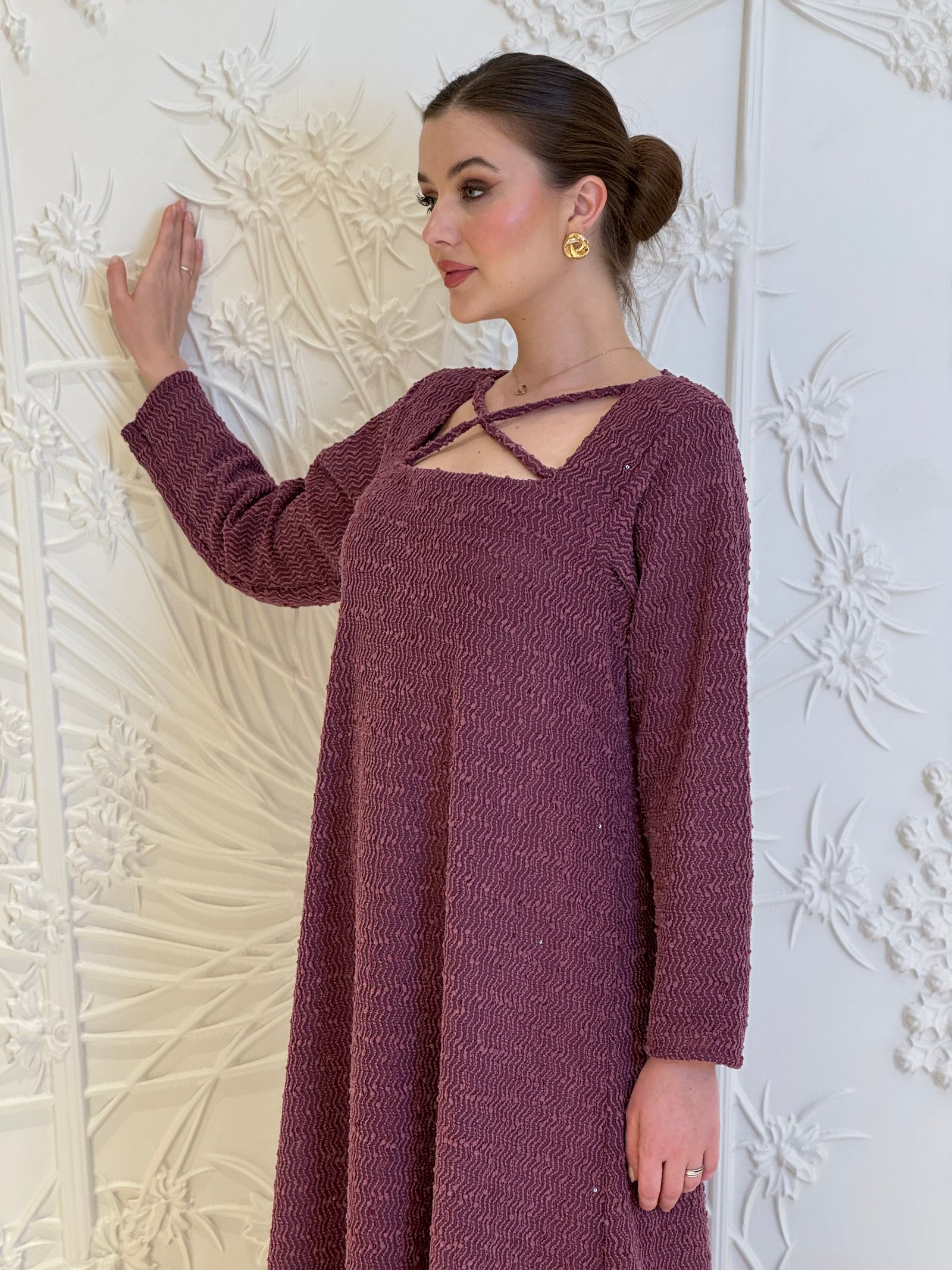 Mulberry Textured Knit Kaftan - Image 4