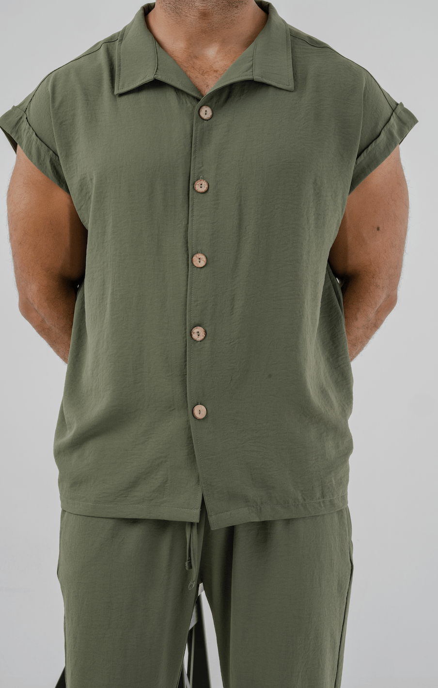 Dark green shirt linen - Image 2