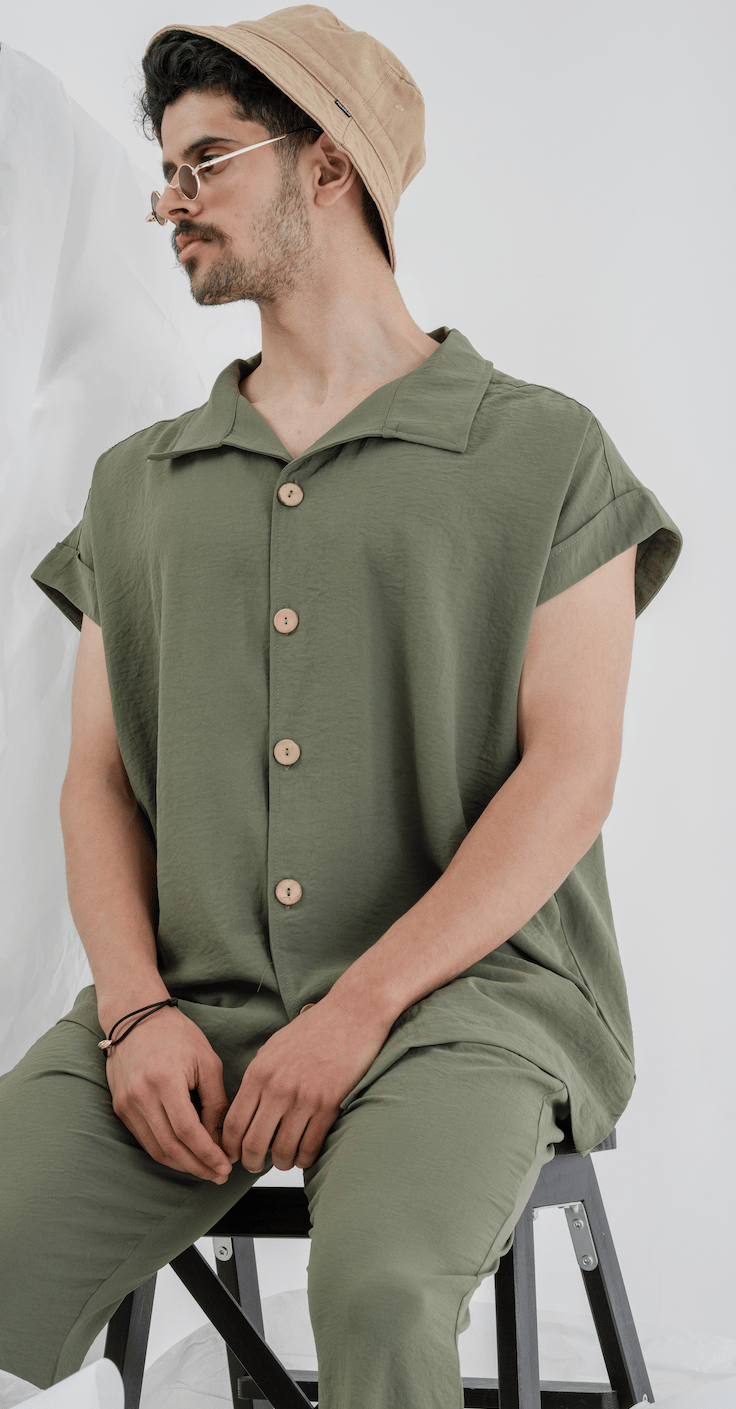 Dark green shirt linen - Image 3
