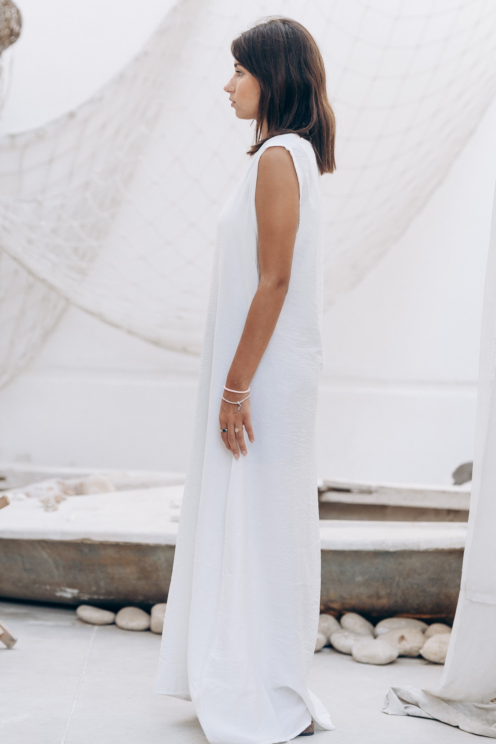 Dress linen white  - Image 2