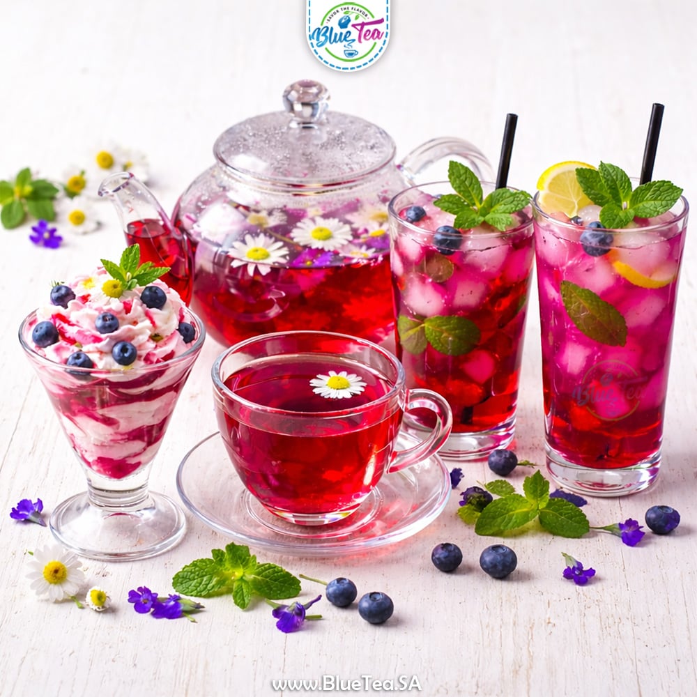 شاي أزرق بالبابونج والنعناع والتوت الأزرق (الشاي العنابي) - 62.5 جرام - صورة 2