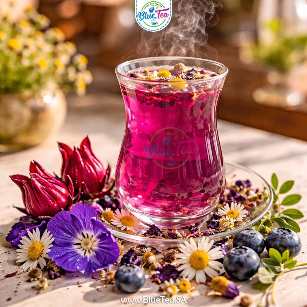 شاي أزرق بالبابونج والنعناع والتوت الأزرق (الشاي العنابي) - 62.5 جرام - صورة 1