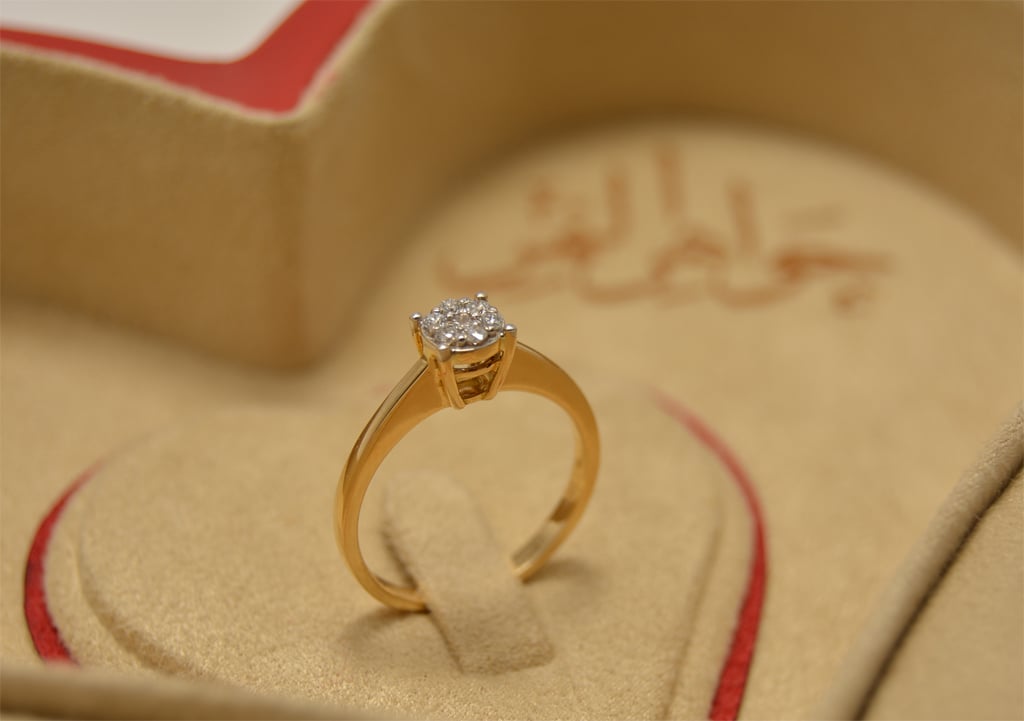 خاتم  وثيقة حب الالماس الحجم  الصغير  الاصفر - صورة 1