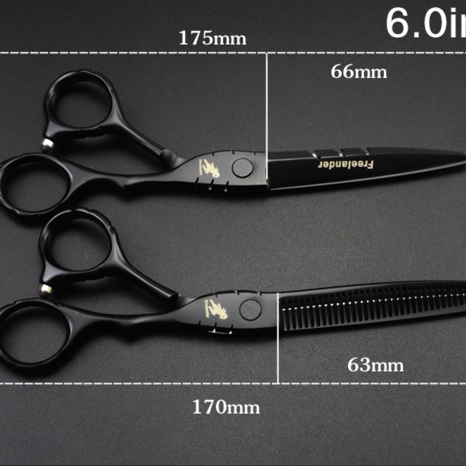 Black Freelander Japanese Hair Scissor Size 6.0 - Image 3