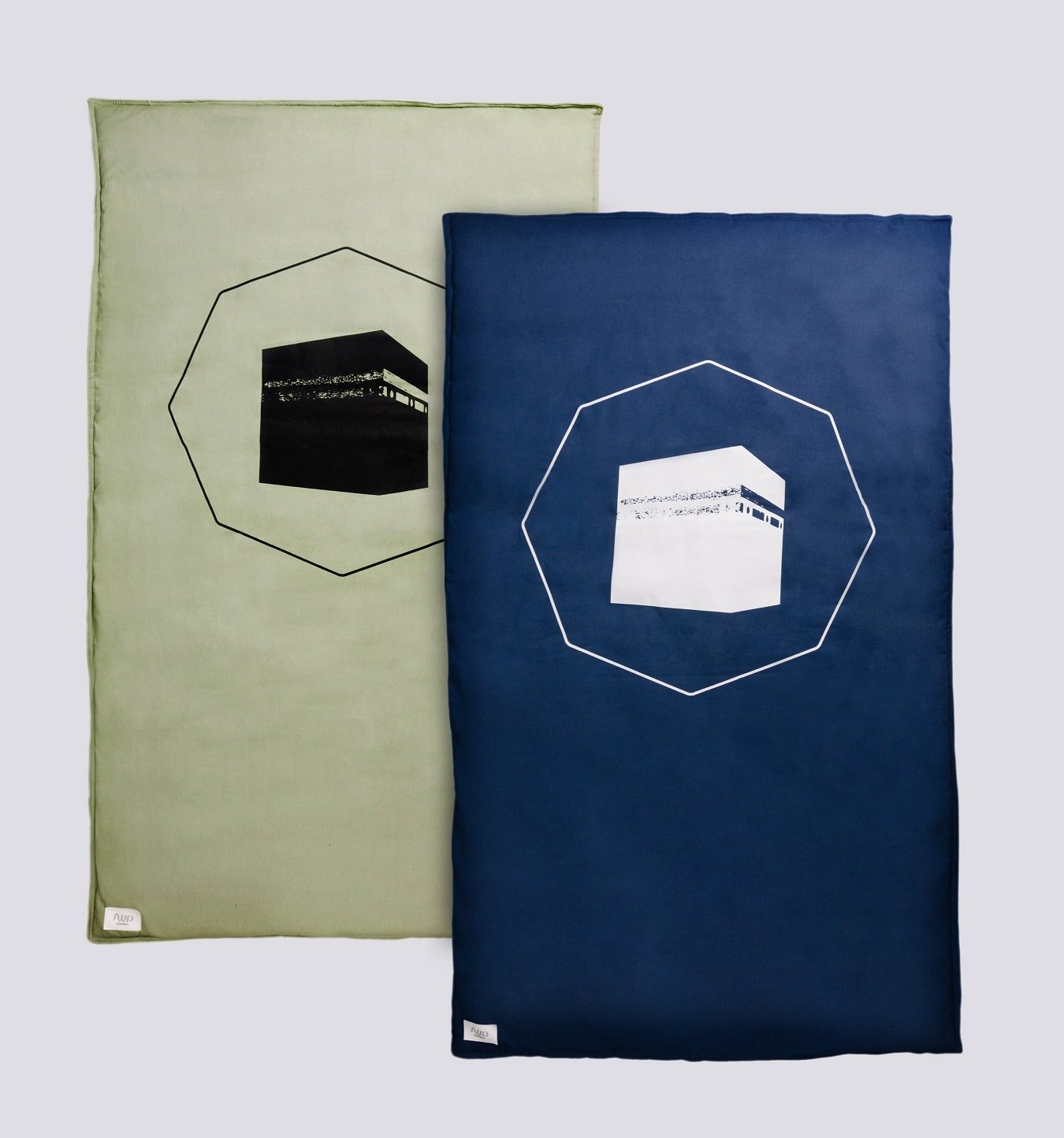Prayer mat, Octagon Kaabah, Khaki green - Image 5
