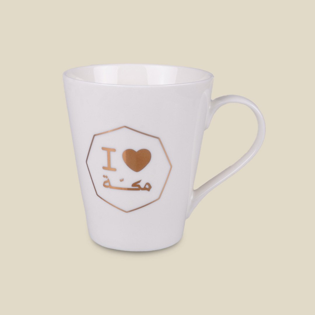Mug Octagon I ♥ Makkah Gold - Image 1
