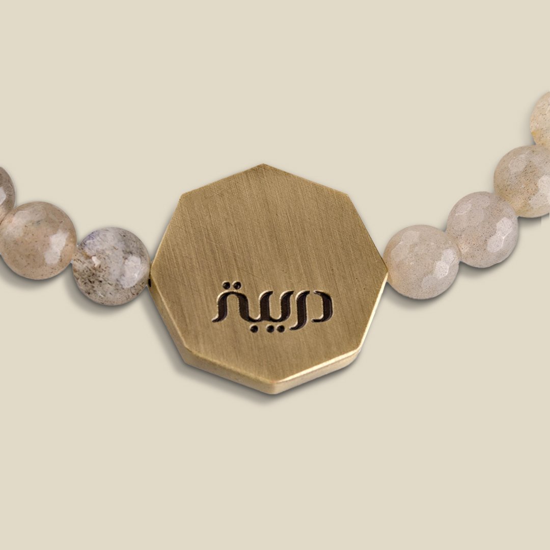 Labradorite Octagon minMakkah Bracelet Grey - Image 4