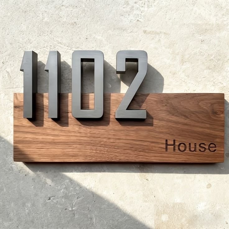 Apartment grey 3d numbers plate  | 30 × 10 cm - Image 1