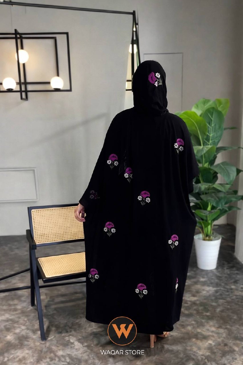 عباية حرير مطرزة بورود فخمة 🌸 - صورة 3