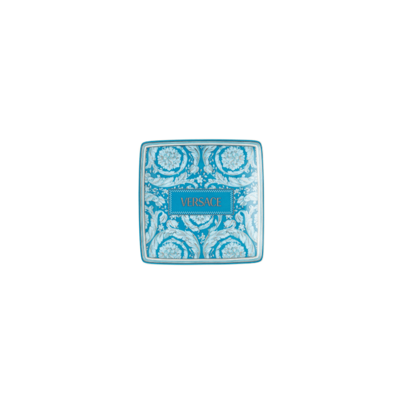 صحن مقاس 12 سم بتصميم باروكو تيل - Coaster Barocco teal 12 cm - صورة 1