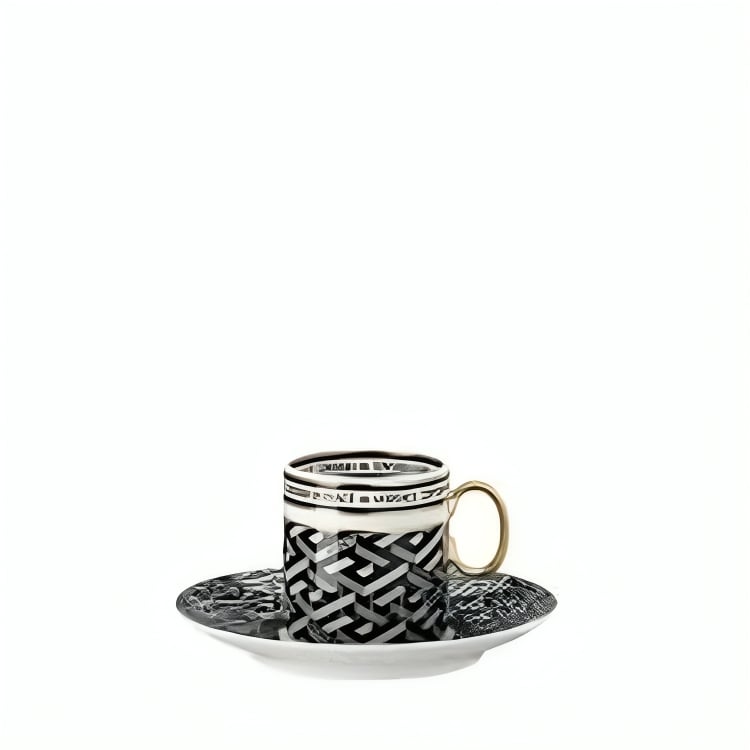 La Greca Signature-Black-Espresso Cup W Saucer-Versacer - Image 1