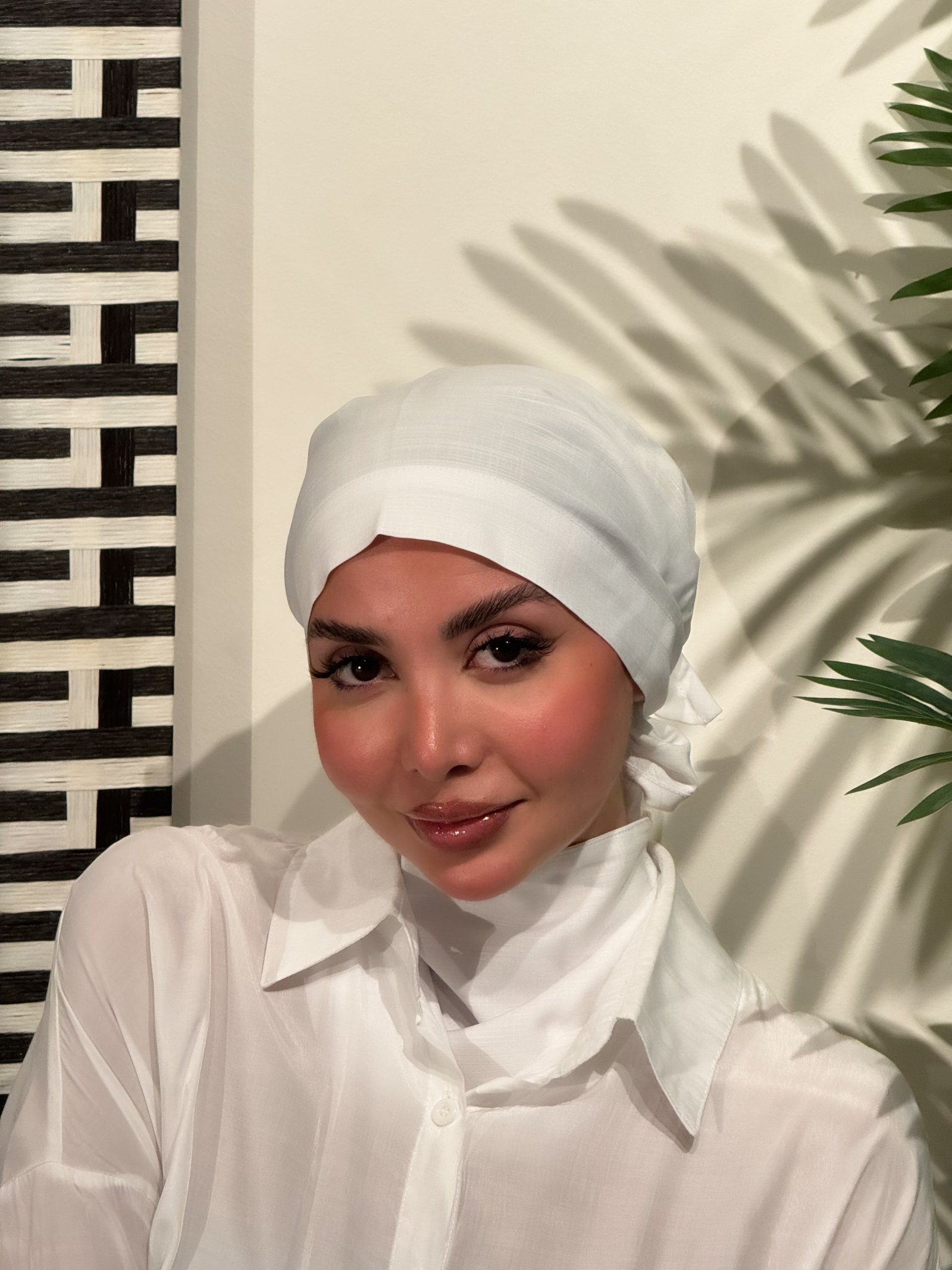 سكارڤ مثلث لينن قطن + قطعة الرقبة ساده - صورة 3
