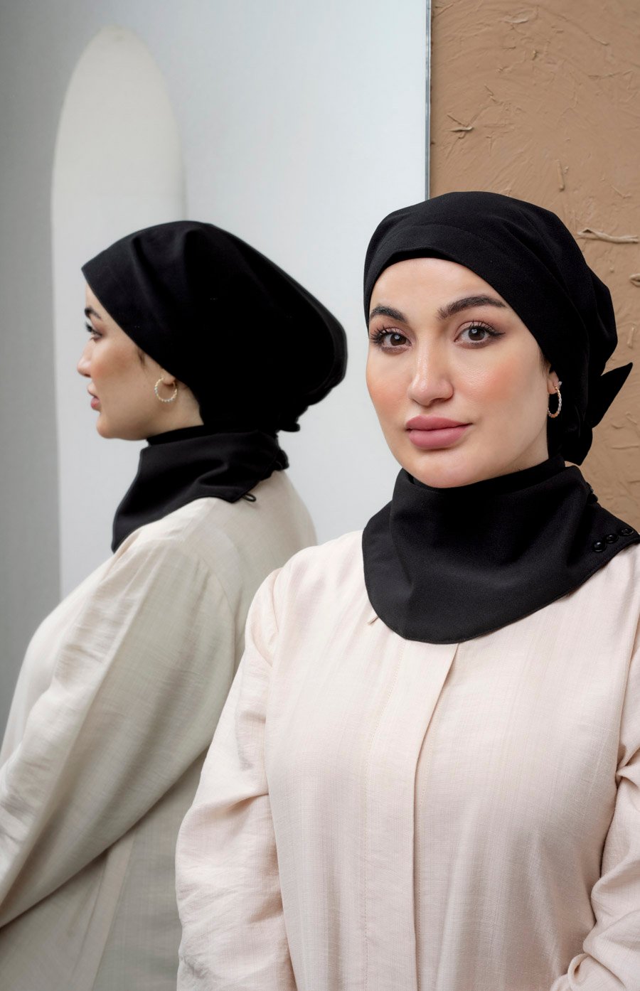 حجاب مثلث قطن +قطعة رقبة - صورة 1