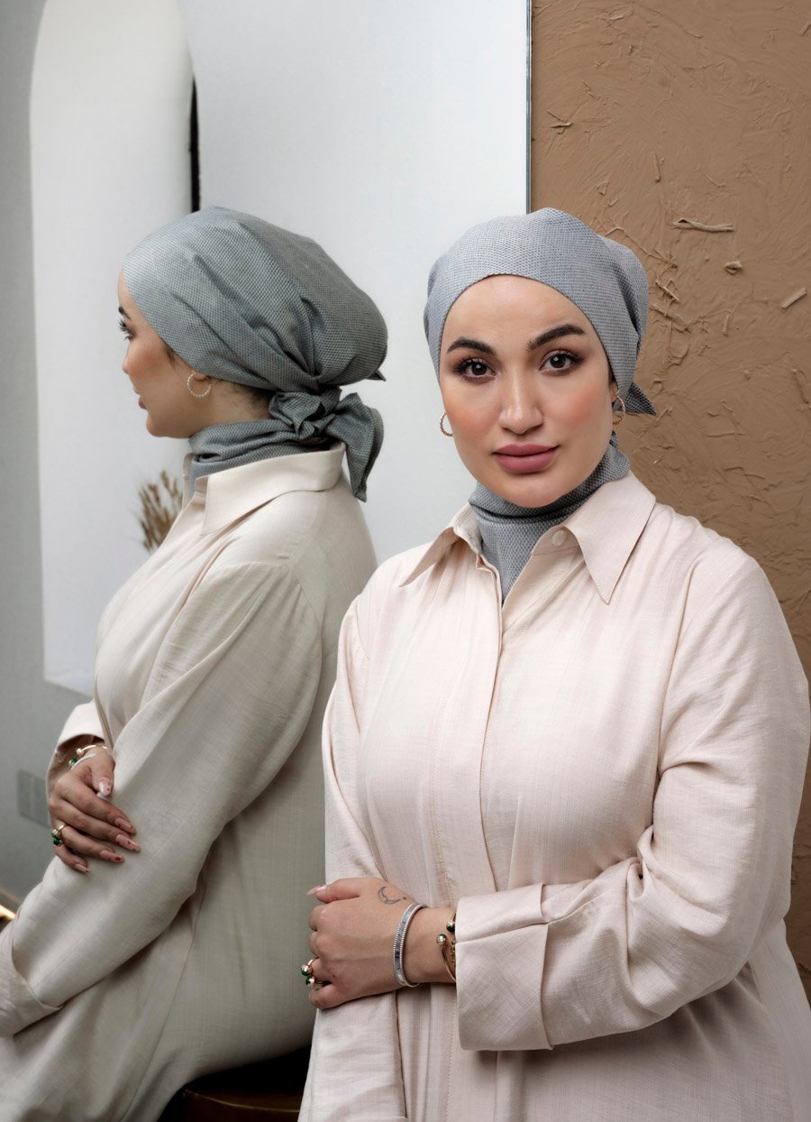 حجاب مثلث قطن لينن قطعة واحده . - صورة 2