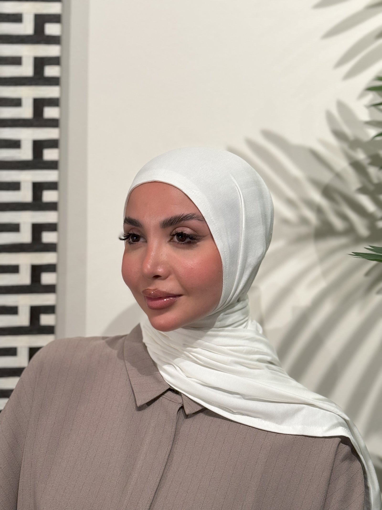 حجاب قطن ستريتش مخيوط من الأمام - صورة 2
