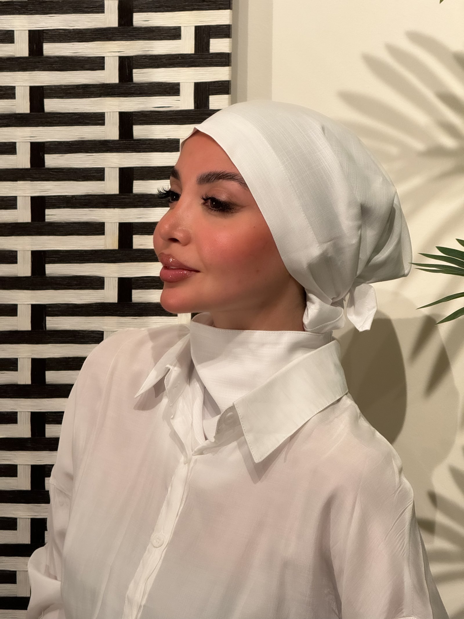 سكارڤ مثلث لينن قطن + قطعة الرقبة ساده - صورة 2